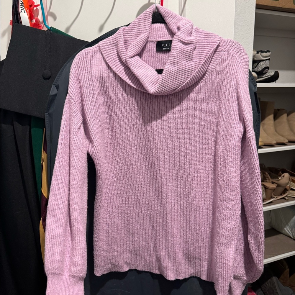 Vici Lavender Cowl Neck Sweater